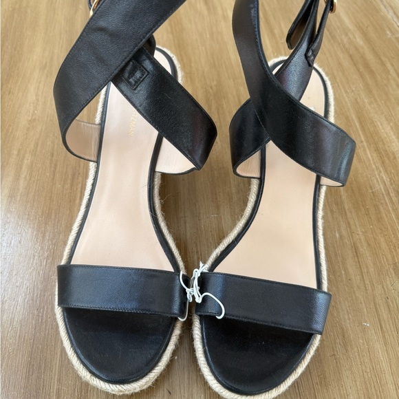 STUART WEITZMAN LEXIA BLACK LEATHER WOVEN HEEL ESPADRILLE SANDALS SIZE 10 - Picture 2 of 7
